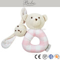 15cm pink bear animal baby rattles, plush stuffed baby wrist rattle